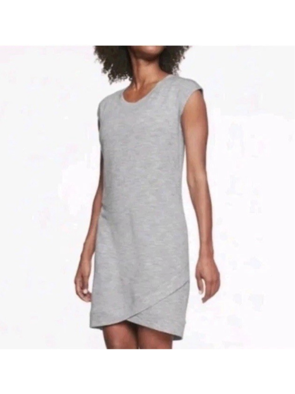 Athleta Criss Cross Heather Grey Cap Sleeve Soft Knit Dress Size Medium